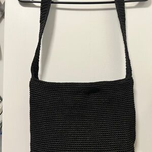 The Sak Vintage Elegant Black crochet Shoulder Bag with plaid lining